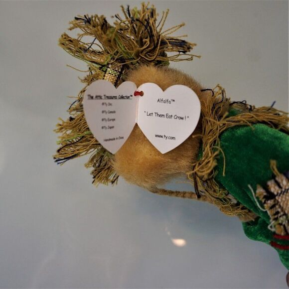 Ty Beanie Babies Alfalfa Scarecrow Bear Retired Plush Toy 1993 Attic Treasures - Picture 7 of 10